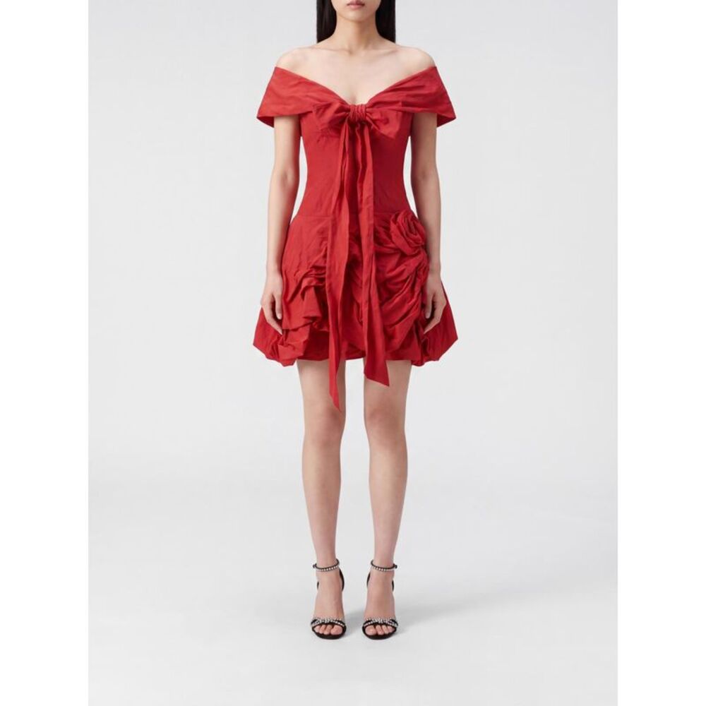 Magda Butrym Women Magda Butrym Asymmetrical Draped Cotton Mini Dress With Bow